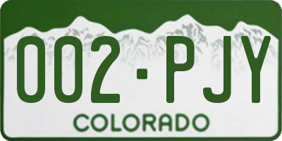 CO license plate 002PJY