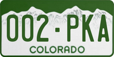 CO license plate 002PKA