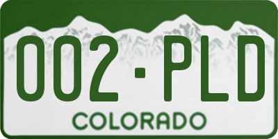 CO license plate 002PLD