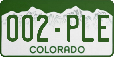 CO license plate 002PLE