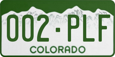 CO license plate 002PLF