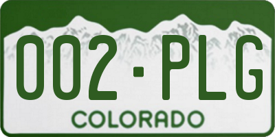 CO license plate 002PLG