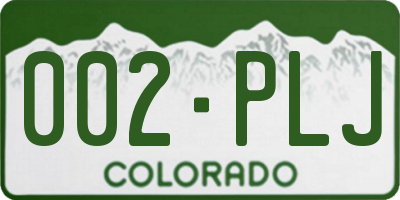 CO license plate 002PLJ