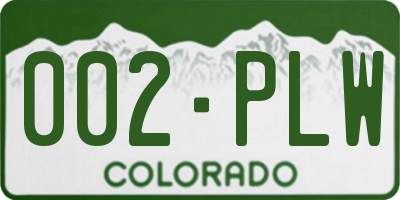 CO license plate 002PLW