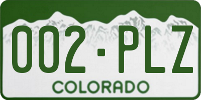 CO license plate 002PLZ