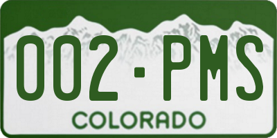 CO license plate 002PMS
