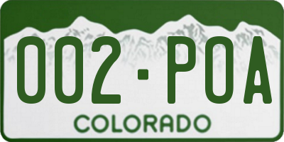 CO license plate 002POA