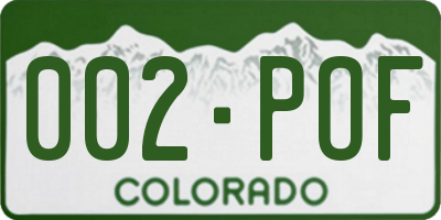 CO license plate 002POF