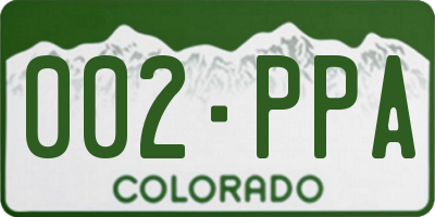 CO license plate 002PPA