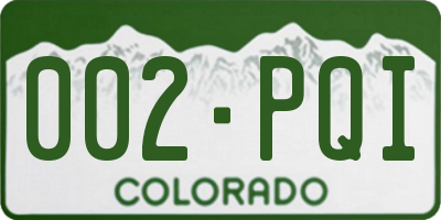 CO license plate 002PQI