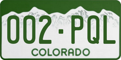 CO license plate 002PQL