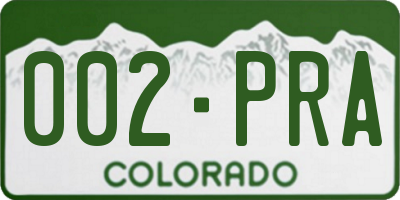 CO license plate 002PRA
