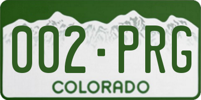 CO license plate 002PRG