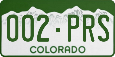 CO license plate 002PRS