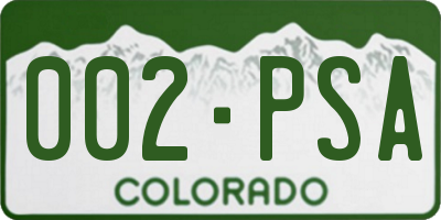 CO license plate 002PSA