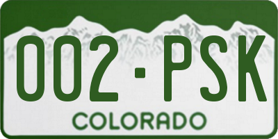 CO license plate 002PSK