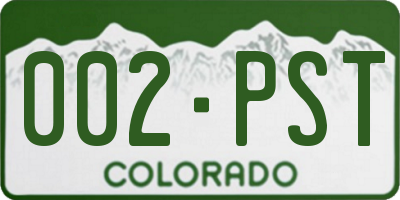 CO license plate 002PST