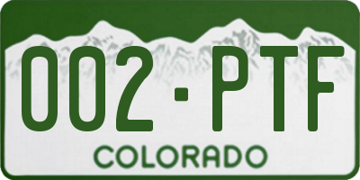 CO license plate 002PTF