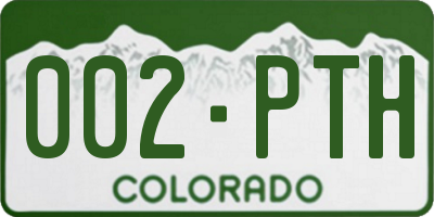 CO license plate 002PTH
