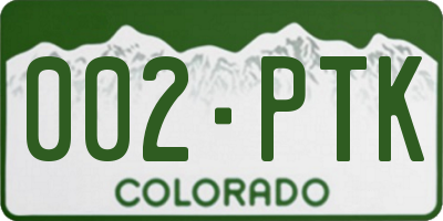 CO license plate 002PTK