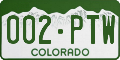 CO license plate 002PTW