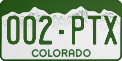 CO license plate 002PTX