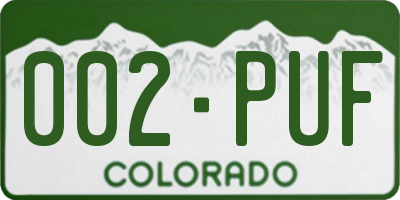 CO license plate 002PUF