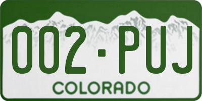 CO license plate 002PUJ