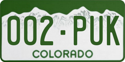 CO license plate 002PUK