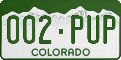 CO license plate 002PUP