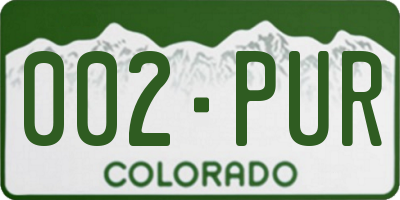 CO license plate 002PUR