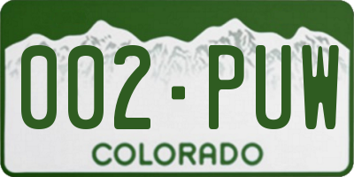 CO license plate 002PUW