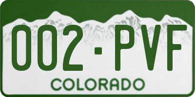 CO license plate 002PVF