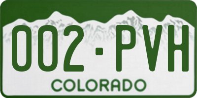 CO license plate 002PVH