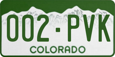 CO license plate 002PVK