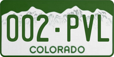 CO license plate 002PVL