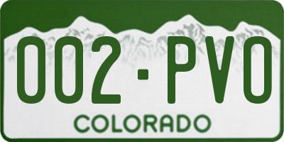 CO license plate 002PVO