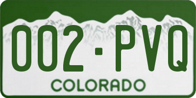 CO license plate 002PVQ