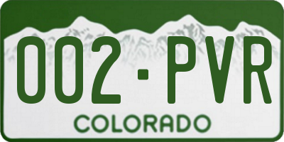 CO license plate 002PVR