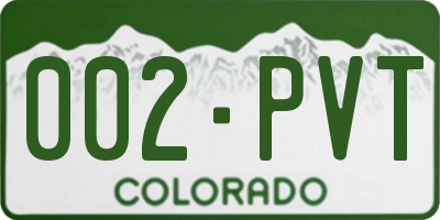 CO license plate 002PVT