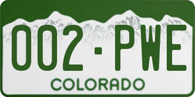 CO license plate 002PWE