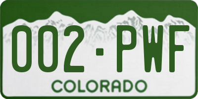 CO license plate 002PWF