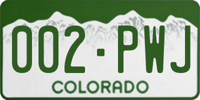 CO license plate 002PWJ