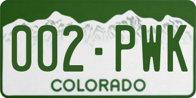 CO license plate 002PWK