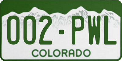 CO license plate 002PWL