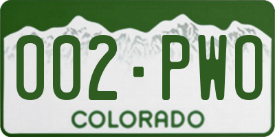 CO license plate 002PWO