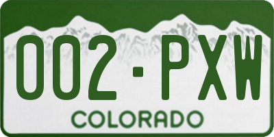 CO license plate 002PXW