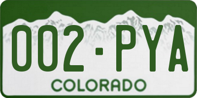 CO license plate 002PYA