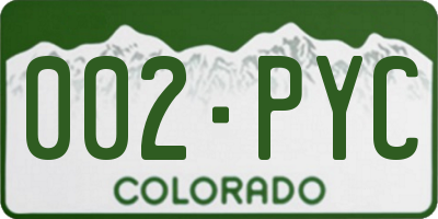 CO license plate 002PYC