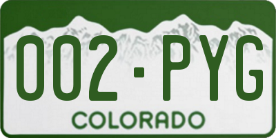 CO license plate 002PYG